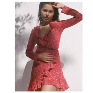 Realisation Alexandra Mini Wrap Dress in Red Star Print